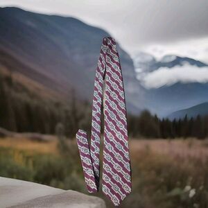Chaps Ralph Lauren 58"‎ Imported Silk Tie Made In USA Burgundy Gold Blue Paisley